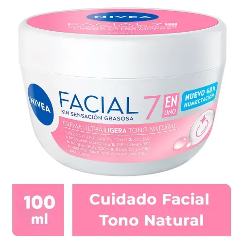 Crema Facial Nivea 7 En 1 Cuidado Tono Natural -100 ml