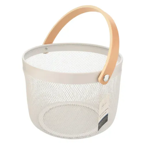 Cesta Redonda Con Asa De Madera