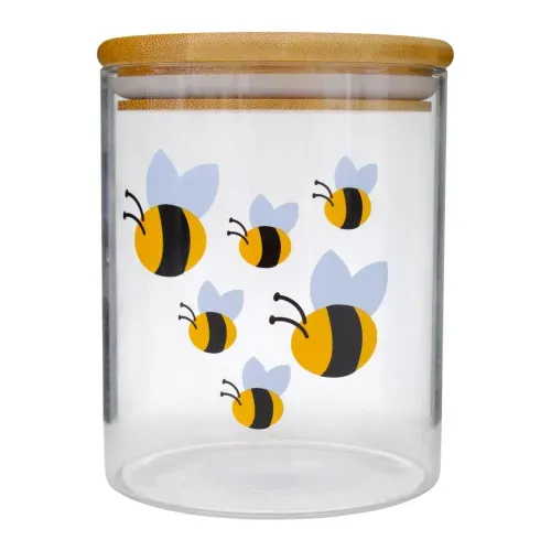 Canister De Vidrio Con Tapa De Bambu 800