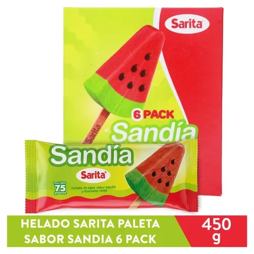 Helado Sarita Paleta Sandia 6 pack - 450 g